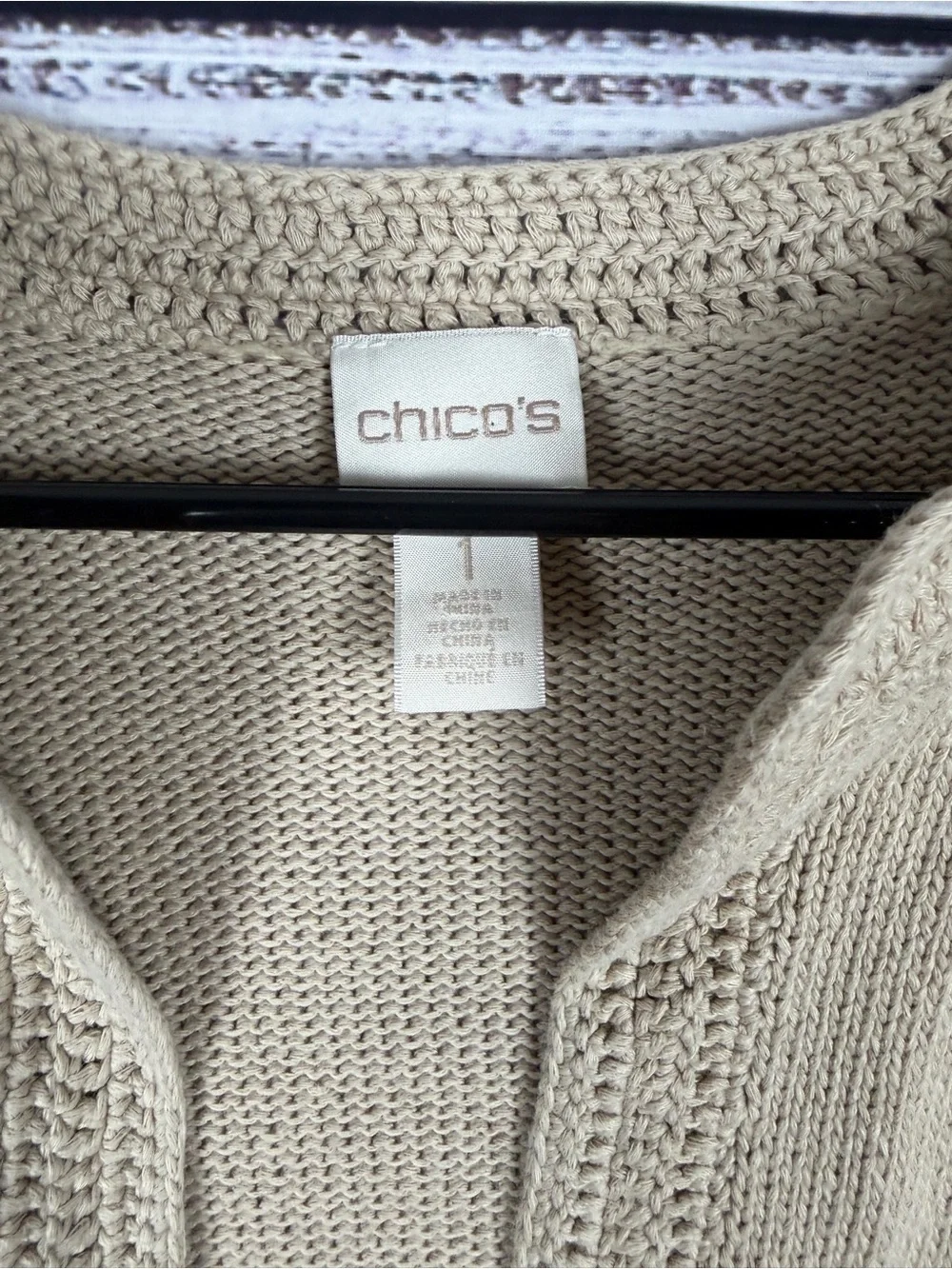 Chico's Crochet Lace Hem Knit Cardigan – Size 1